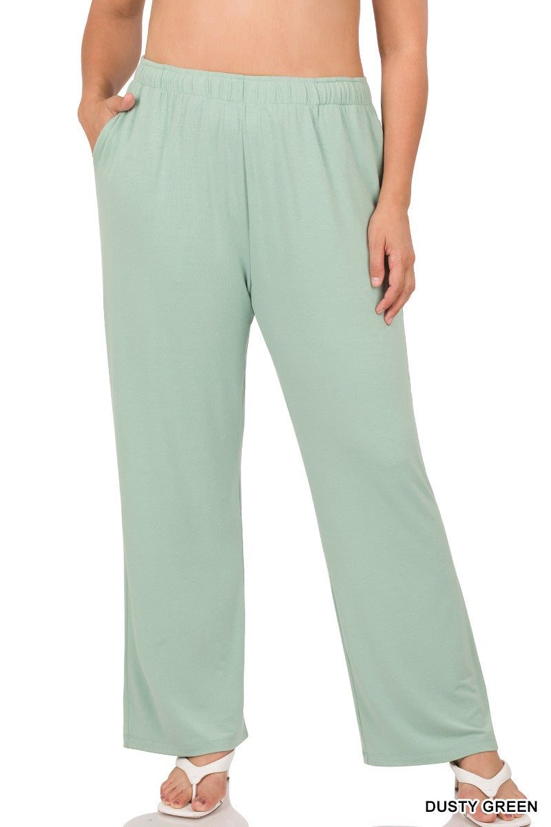 PANTS DUSTY GREEN .  PLUS DRAWSTRING LOUNGE PANTS DUSTY GREEN