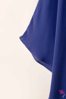 Mini Dress  .  Blue Solid Color One Shoulder Batwing Sleeve Mini Dress