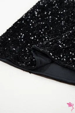 Mini Skirt  .  Black Sequin Bodycon Mini Skirt.